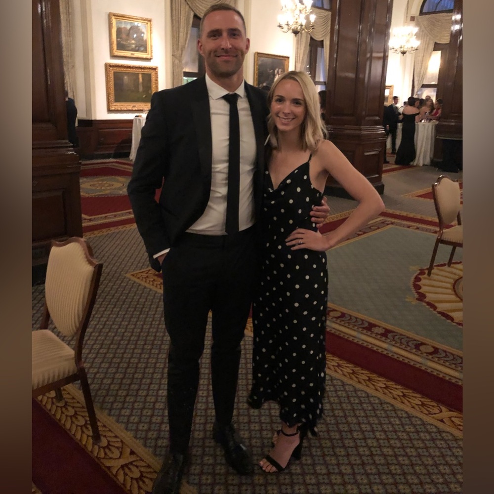 Shona Joy Black and White Polka Dot Slip Dress